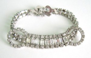 vintage 40s 50s deco 60s glass rhinestone paste loop glass bracelet (2)