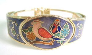 vintage bird cloisonne enamel clamper bracelet jewellery
